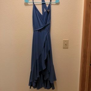Blue Lulus midi wrap dress